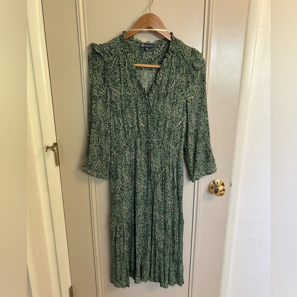 Democracy Tiered Midi Dress - Green Paisley